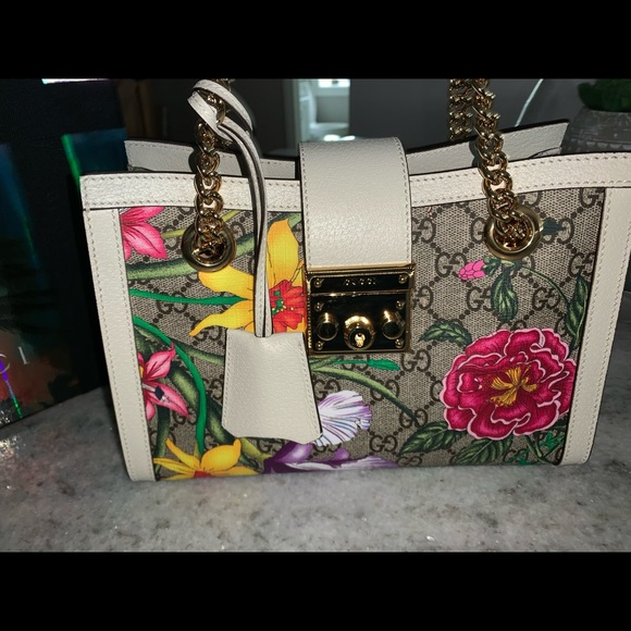 Padlock GG Floral small shoulder bag - Picture 4 of 13